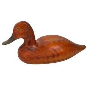 Duck Decoy Solid Wood Glass Eye Not Signed 10" Long